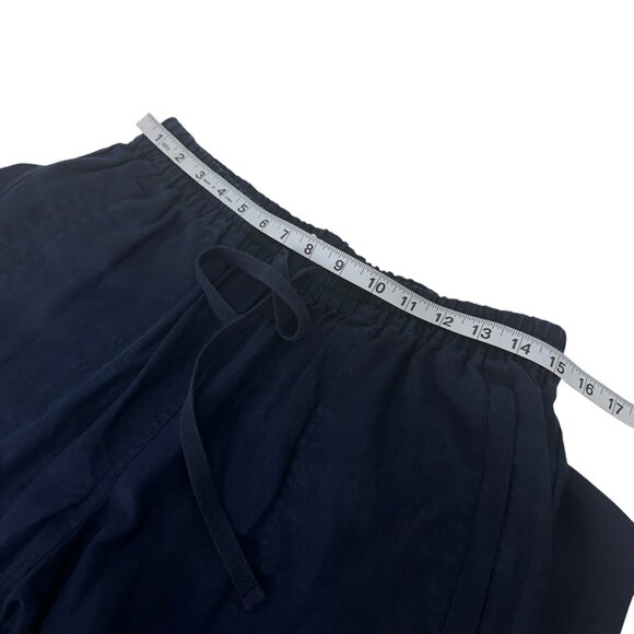 Crown & Ivy Women Pull On 100% Linen Navy Blue Wide-Leg Pants Size M Woven Knit - Picture 6 of 15